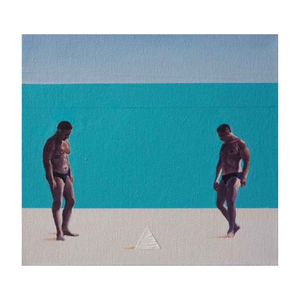 Julita Malinowska obraz przedstawiający mężczyzn na plaży
